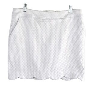 Swing Control Womens White Jacquard Golf Skort Size 14 Scallop Hem Pockets